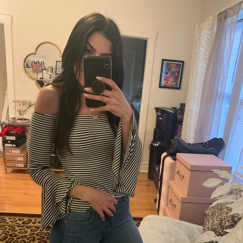 🖤 BELL TOP black and white striped